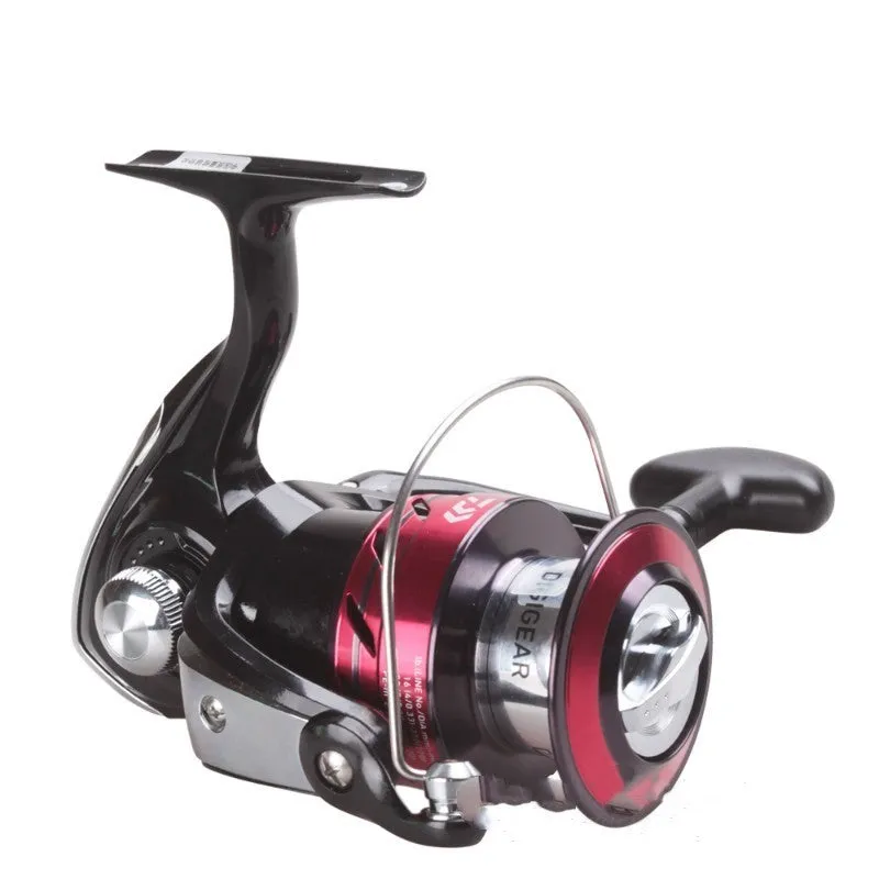 SWEEPFIRE 2B CS alloy spinning fishing reel on display with multiple series options