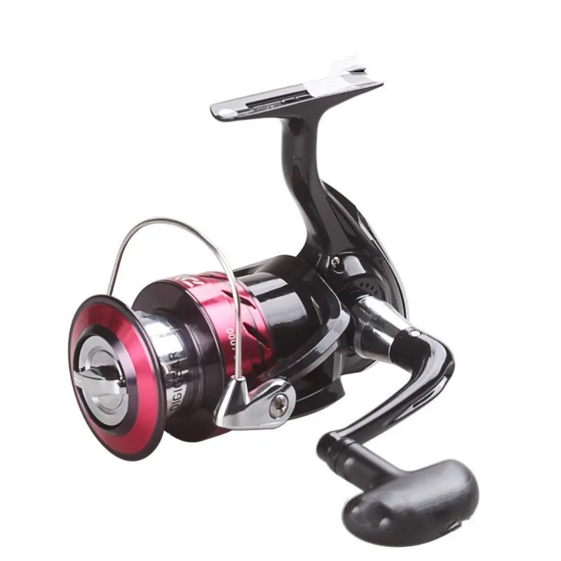 SWEEPFIRE 2B CS alloy spinning fishing reel on display with multiple series options