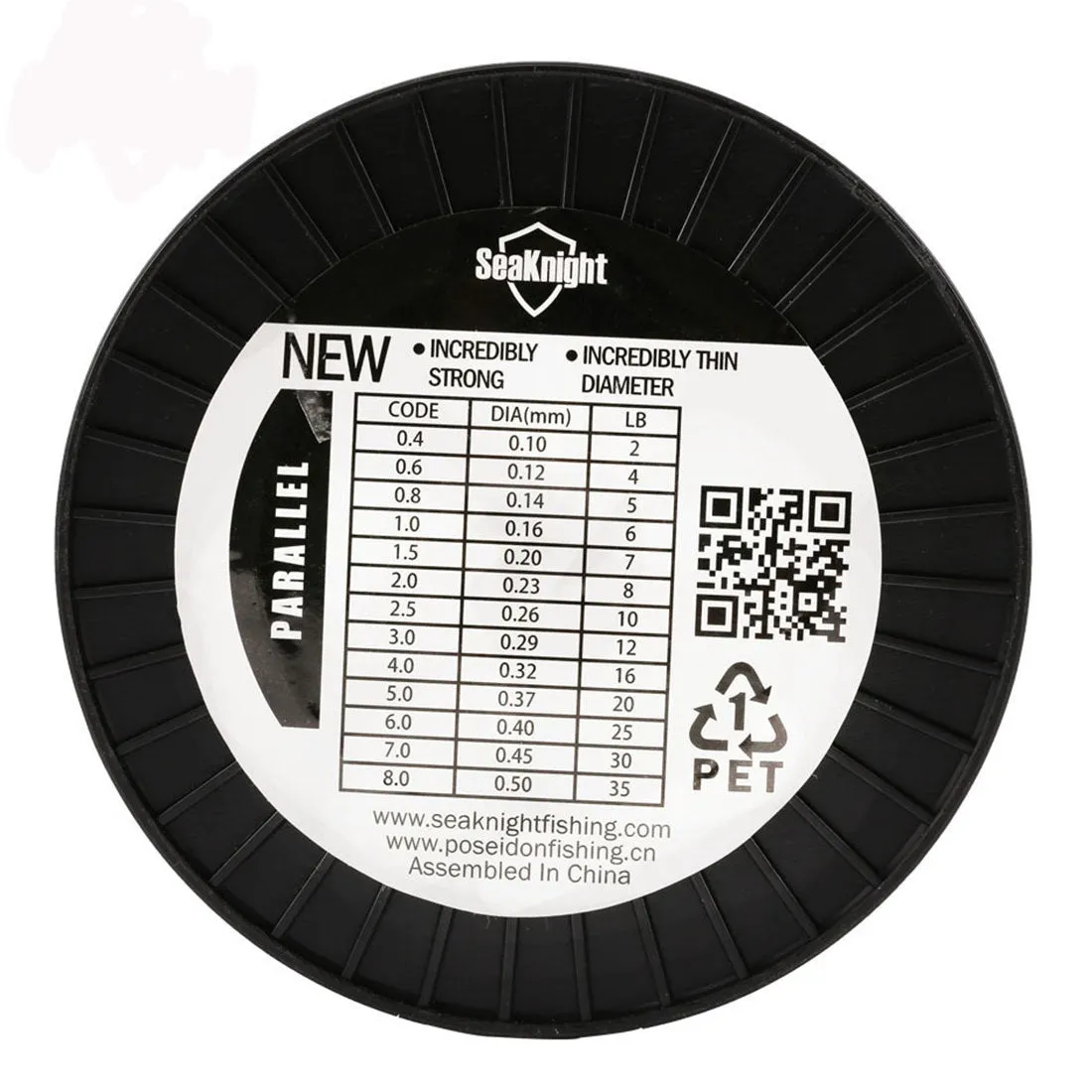 Seaknight1000 M fishing line spool showing nylon monofilament in one of five colours: black, blue, green, white, or yellow.