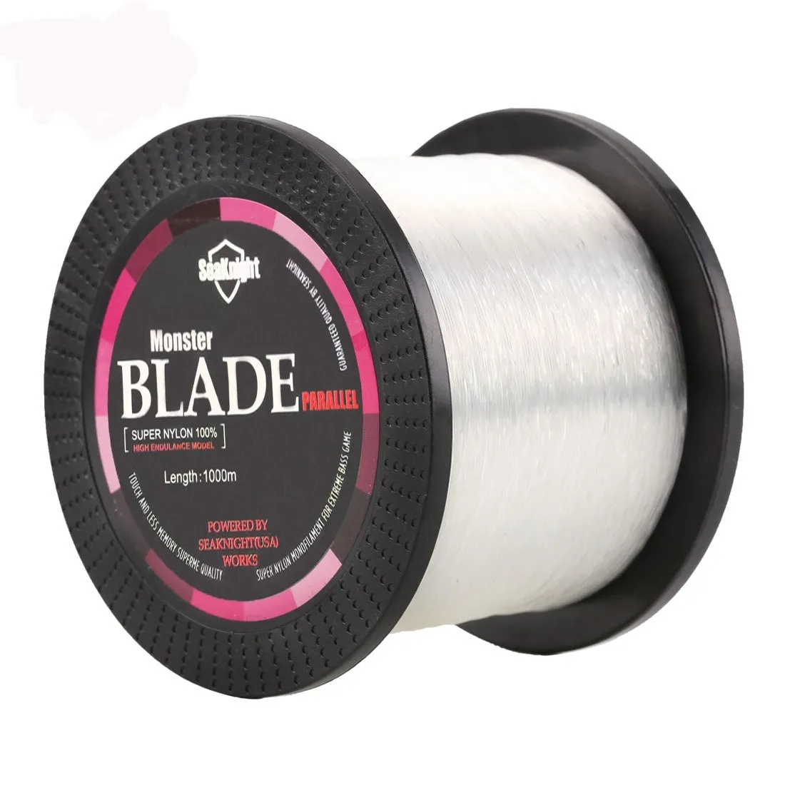 Seaknight1000 M fishing line spool showing nylon monofilament in one of five colours: black, blue, green, white, or yellow.