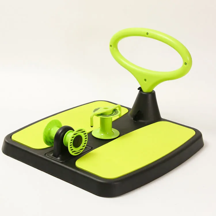 Green multifunctional fitness machine arm stretcher in colour box with dimensions 40.5 x 41 x 11.5 cm
