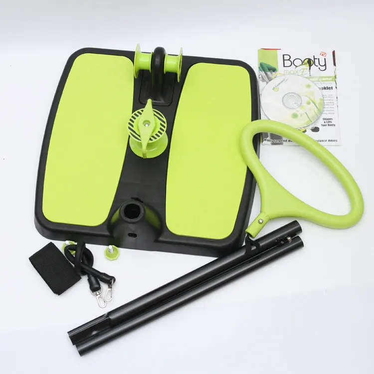 Green multifunctional fitness machine arm stretcher in colour box with dimensions 40.5 x 41 x 11.5 cm