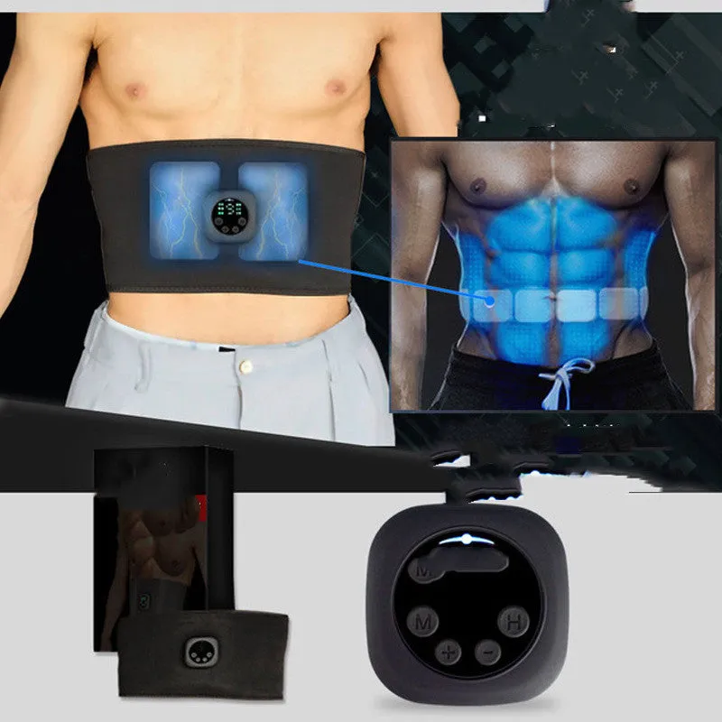 Rechargeable abdominal muscle stick fitness device with EMS and mercerised cotton surface for home use