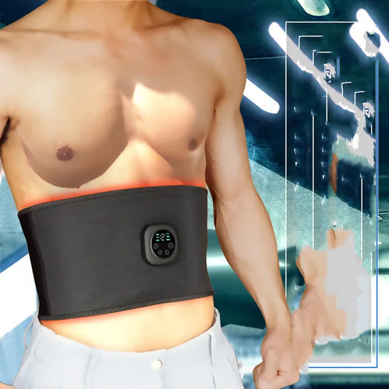 Rechargeable abdominal muscle stick fitness device with EMS and mercerised cotton surface for home use