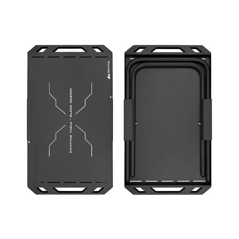 Outdoor camping folding portable small steel table black colour with storage bag