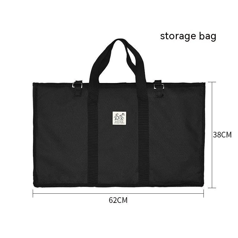 Outdoor camping folding portable small steel table black colour with storage bag