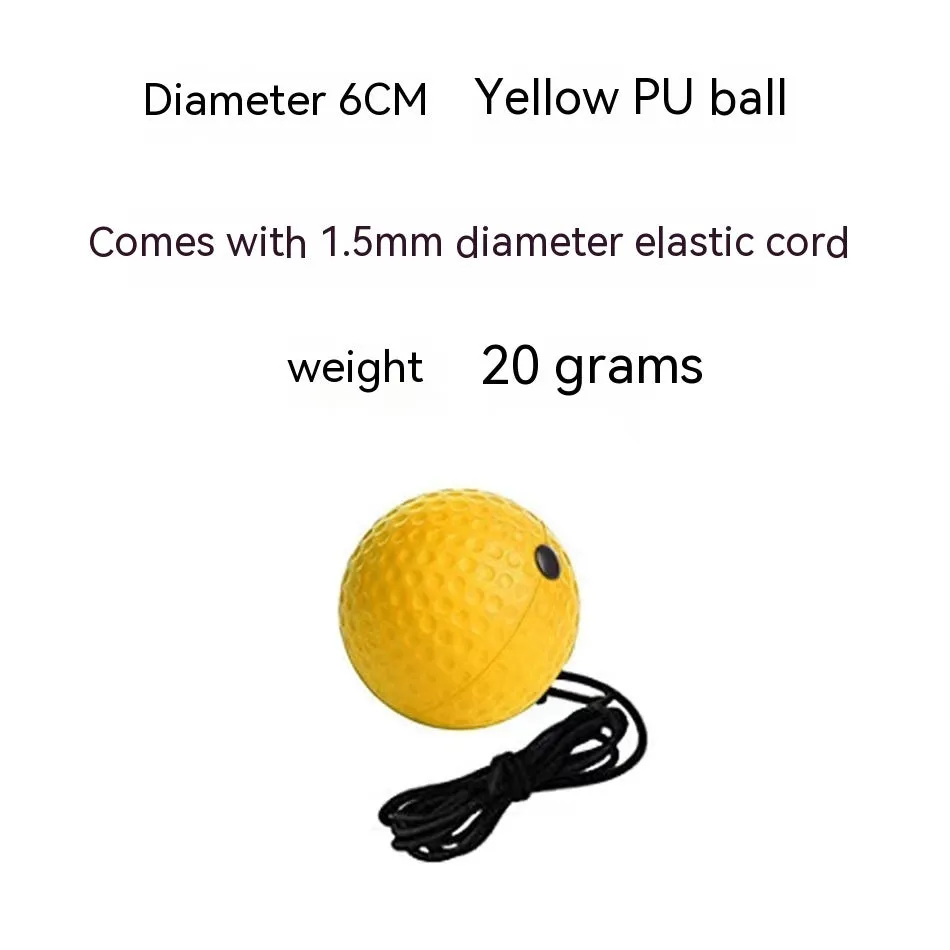 Head-mounted boxing reaction ball set showing multiple coloured PU balls, a rubber ball, and two headband options.