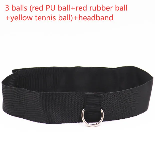 Head-mounted boxing reaction ball set showing multiple coloured PU balls, a rubber ball, and two headband options.