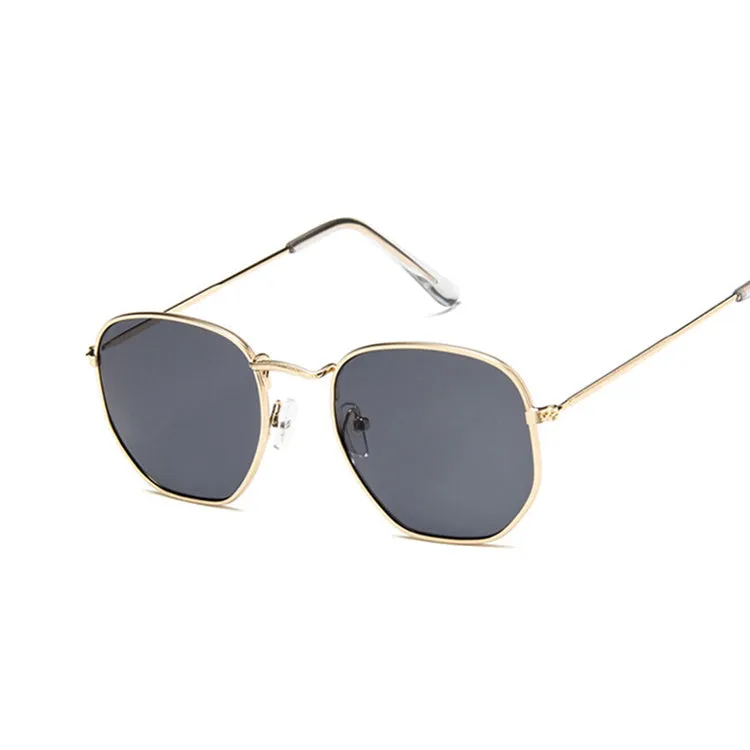 Metal polygonal retro sunglasses with AC lenses unisex fashion eyewear