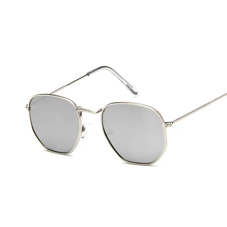 Metal polygonal retro sunglasses with AC lenses unisex fashion eyewear