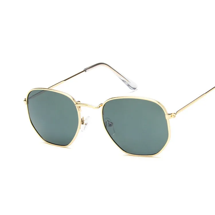 Metal polygonal retro sunglasses with AC lenses unisex fashion eyewear