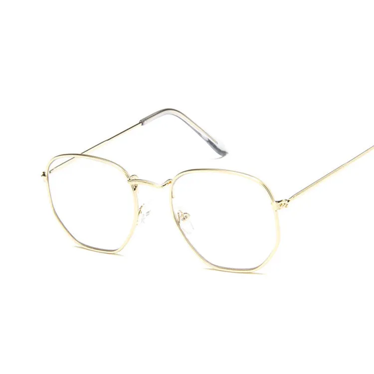 Metal polygonal retro sunglasses with AC lenses unisex fashion eyewear