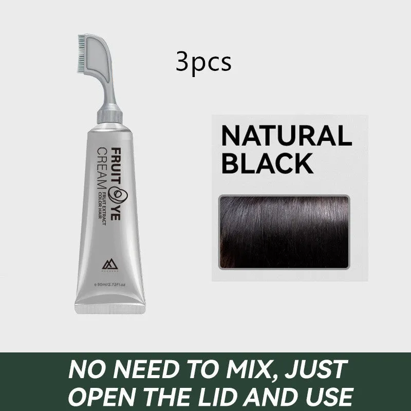 Fruit pigment hair dye cream 80ml tube in black, black brown, and chestnut brown for white hair coverage