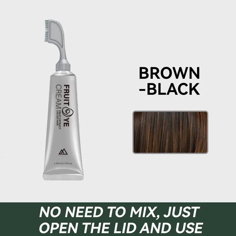 Fruit pigment hair dye cream 80ml tube in black, black brown, and chestnut brown for white hair coverage