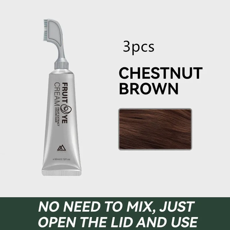 Fruit pigment hair dye cream 80ml tube in black, black brown, and chestnut brown for white hair coverage