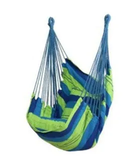Canvas hanging chair in green colour, measured 100x130cm, for indoor and outdoor use, with 150kg capacity