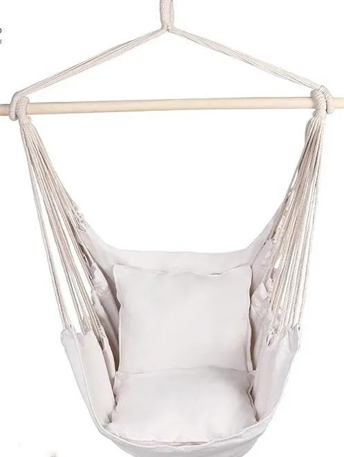 Canvas hanging chair in green colour, measured 100x130cm, for indoor and outdoor use, with 150kg capacity