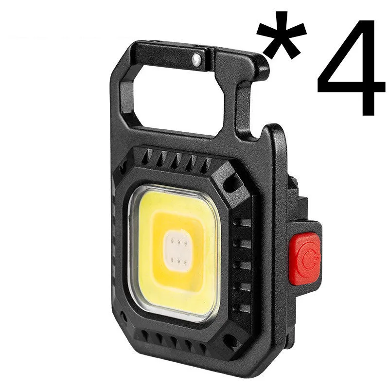 30W multifunctional aluminium alloy keychain light with white yellow red light modes and built-in tools