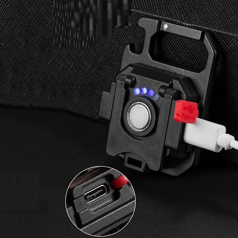 30W multifunctional aluminium alloy keychain light with white yellow red light modes and built-in tools