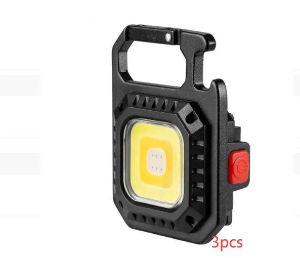 30W multifunctional aluminium alloy keychain light with white yellow red light modes and built-in tools