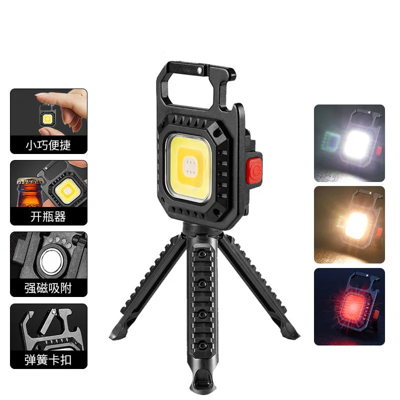 30W multifunctional aluminium alloy keychain light with white yellow red light modes and built-in tools