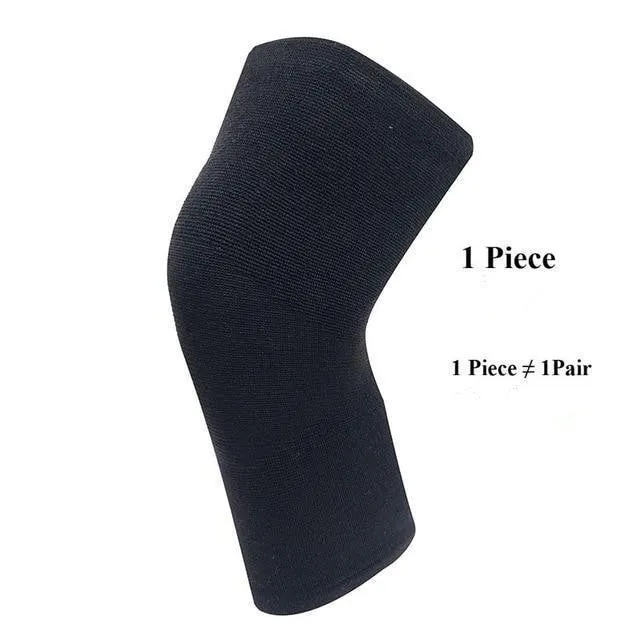 Black compression knee support sleeve for joint pain and arthritis relief, nylon spandex fabric, size S for 28-33 cm leg circumference