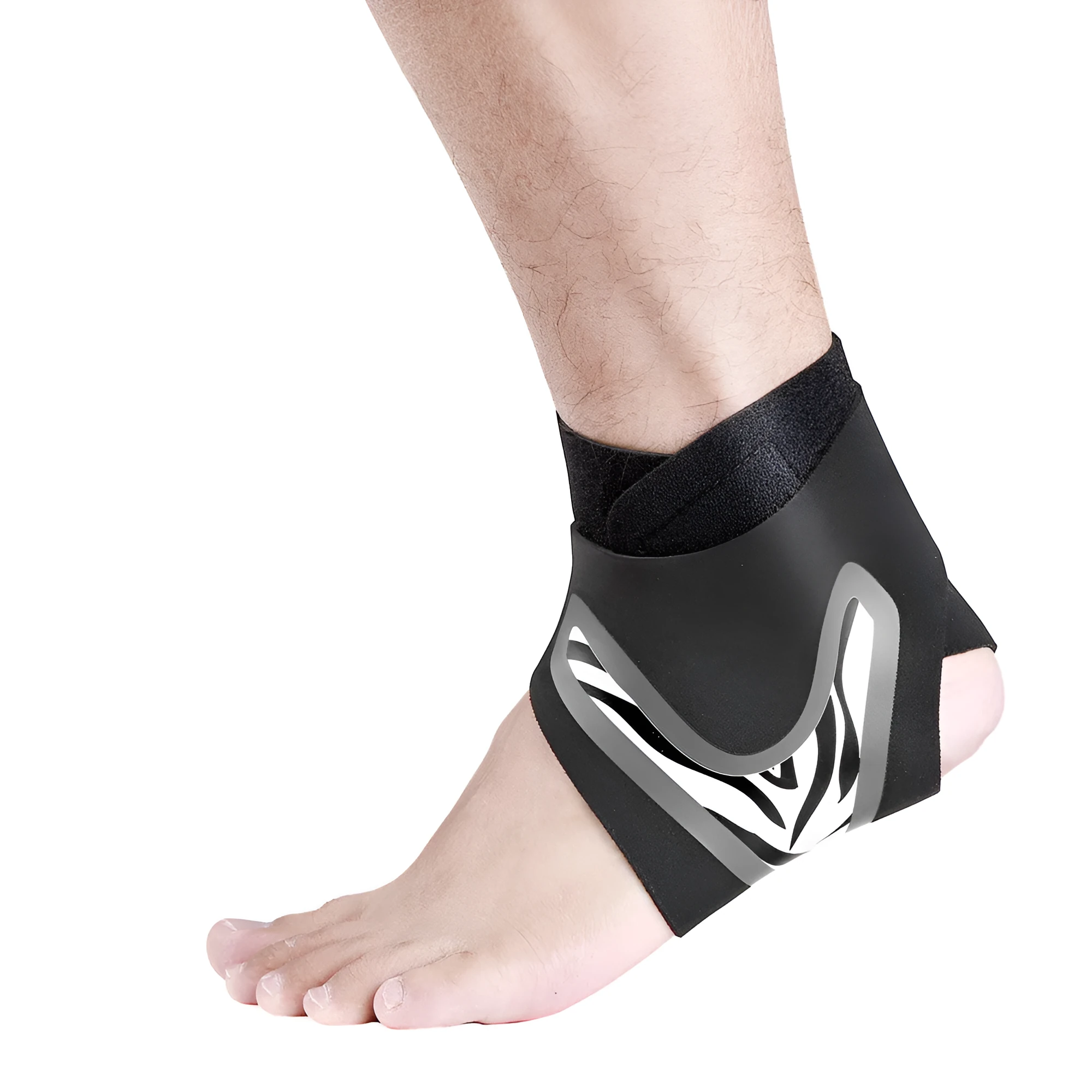 Basketball ankle guard in black, polyester fibre, left foot, size S