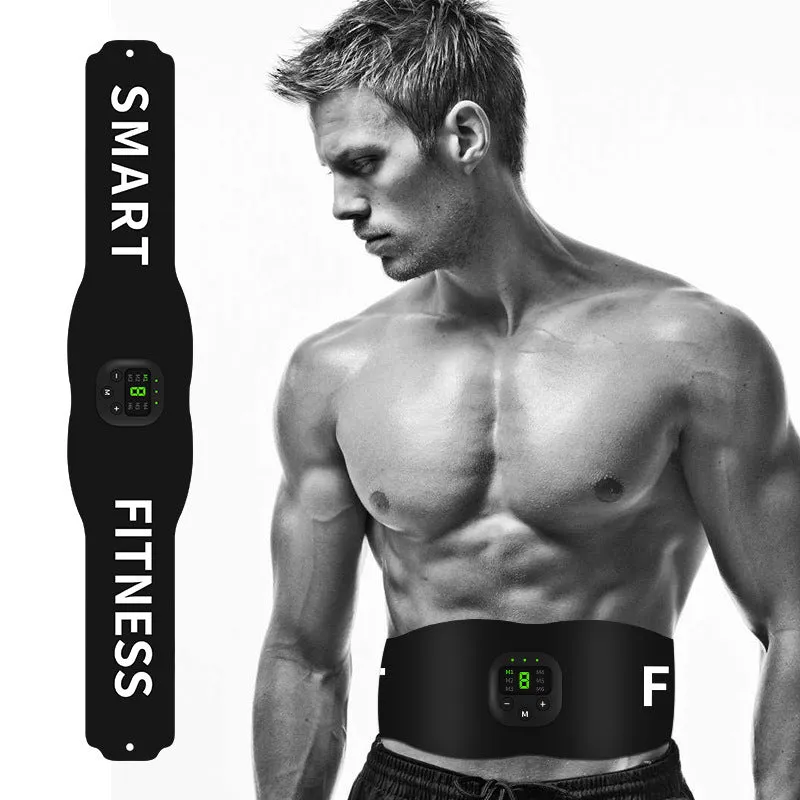 Anmeier FS88 smart fitness massage belt in black with LED display and EMS technology for abdominal and leg muscle training