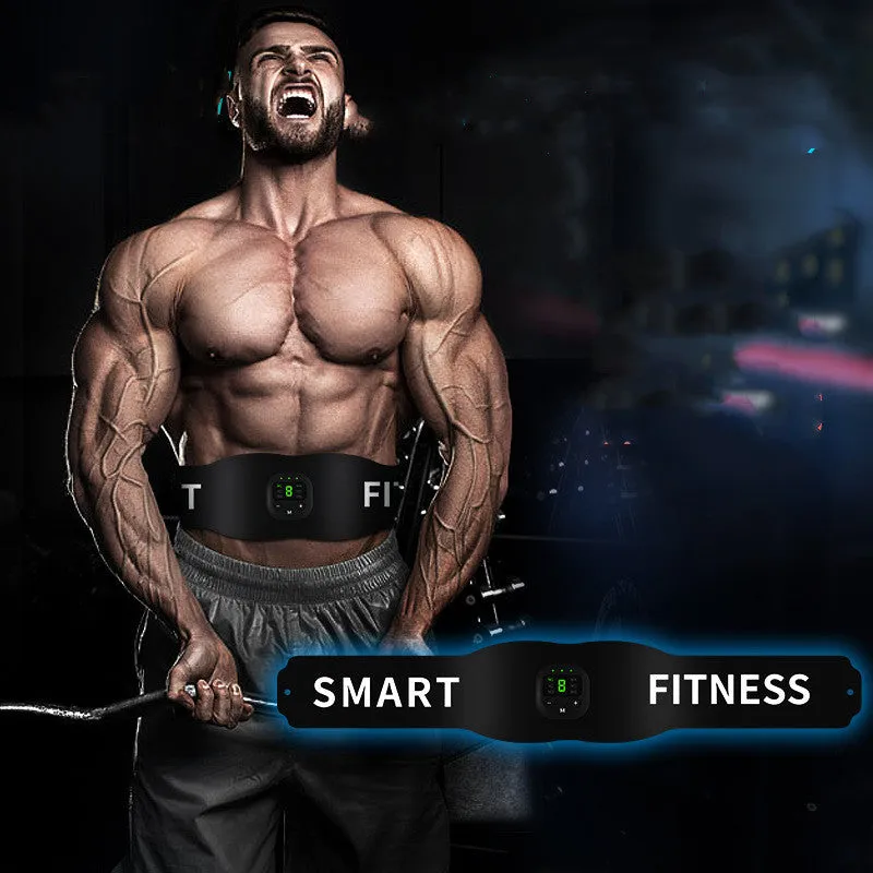 Anmeier FS88 smart fitness massage belt in black with LED display and EMS technology for abdominal and leg muscle training
