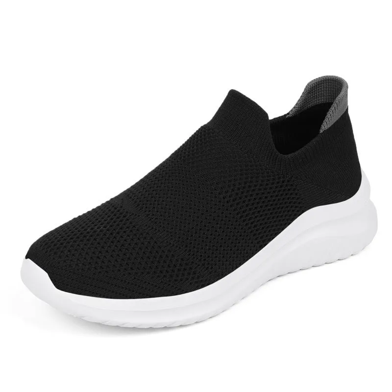 Women's woven mesh low-top casual sneakers in khaki with flat heel and round toe