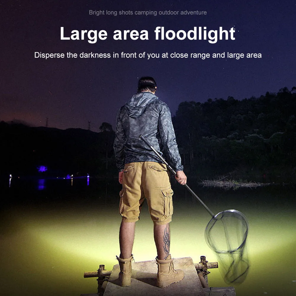 T21 USB rechargeable headlight with 5 LED beads, 4500 lumens, black ABS body, adjustable head angle