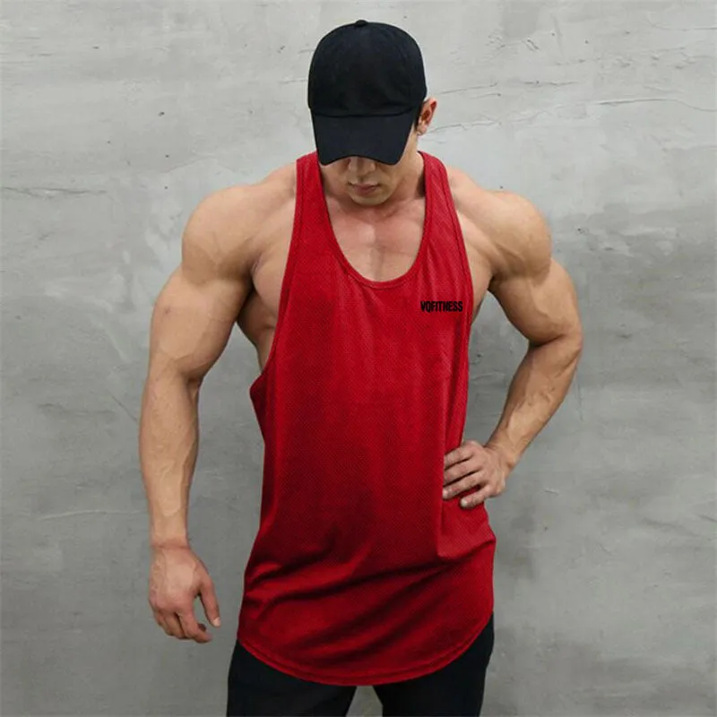 Men's basketball sleeveless vest in solid colour, loose fit, round hem, hot stamping design, polyester fibre fabric