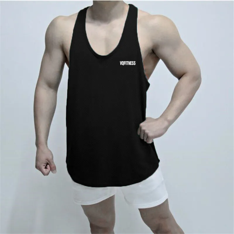 Men's basketball sleeveless vest in solid colour, loose fit, round hem, hot stamping design, polyester fibre fabric