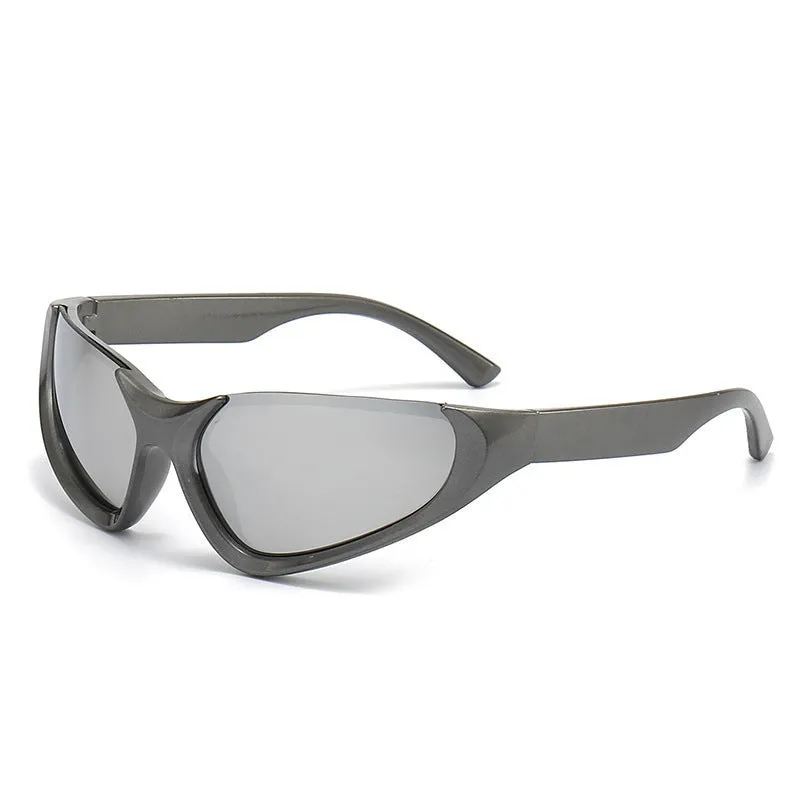 Millennium Future Punk sunglasses with black gray lens in sand black plastic frame for men street shot style