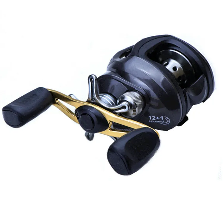 Luya Magnetic Metal Fishing Reel in black with all-copper gear and stainless steel bearings