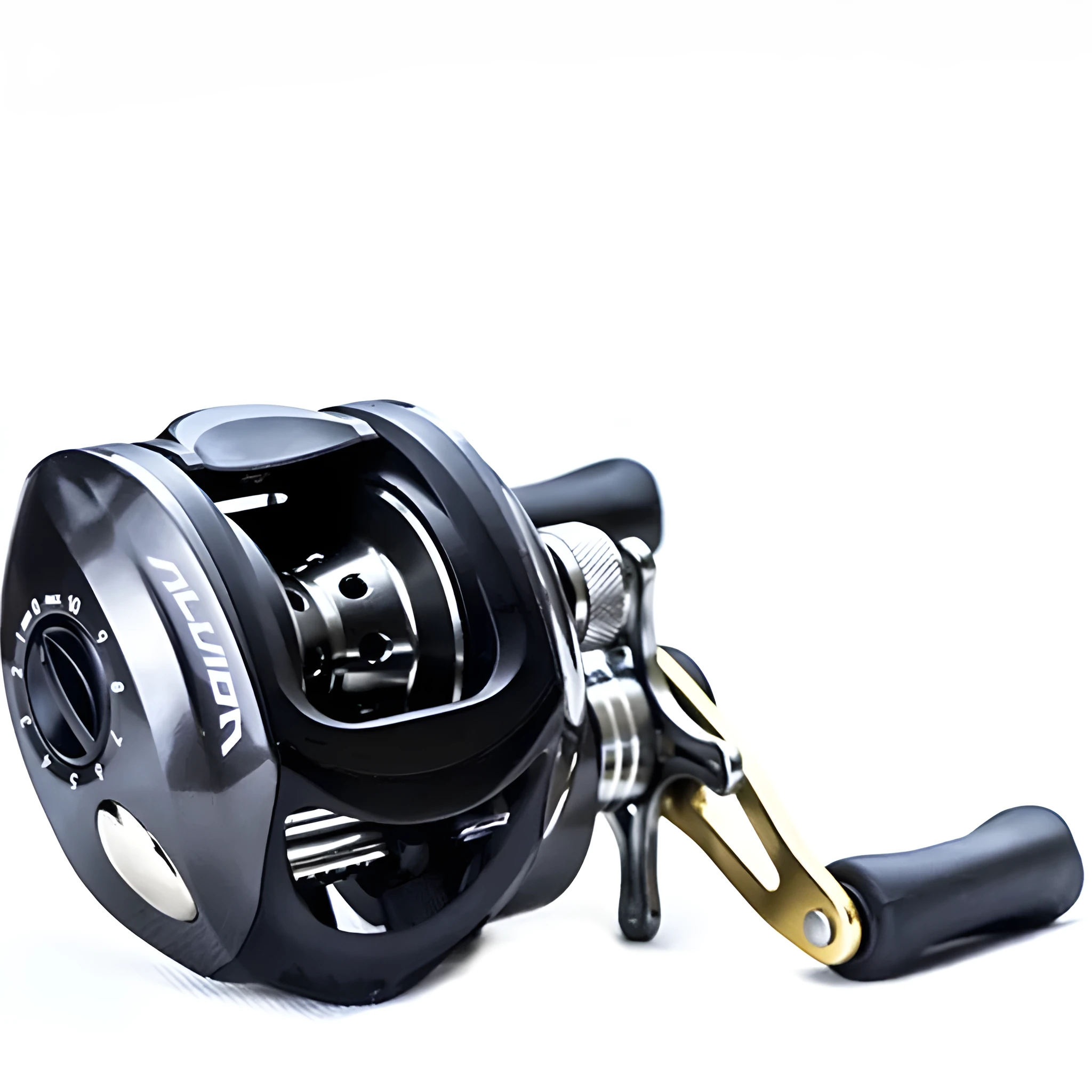 Luya Magnetic Metal Fishing Reel in black with all-copper gear and stainless steel bearings