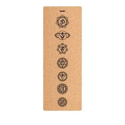 Tasteless natural cork yoga mat 183x65cm with Asana guide line and TPE base