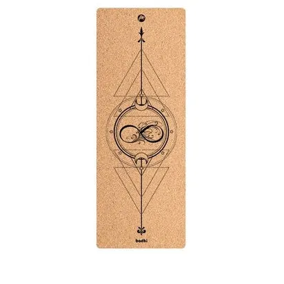 Tasteless natural cork yoga mat 183x65cm with Asana guide line and TPE base