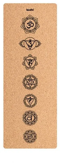 Tasteless natural cork yoga mat 183x65cm with Asana guide line and TPE base