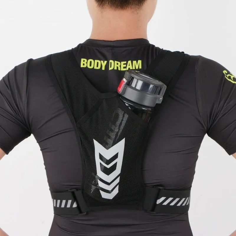 Breathable polyester chest bag in black, free size adjustable waist for outdoor sports and leisure travel