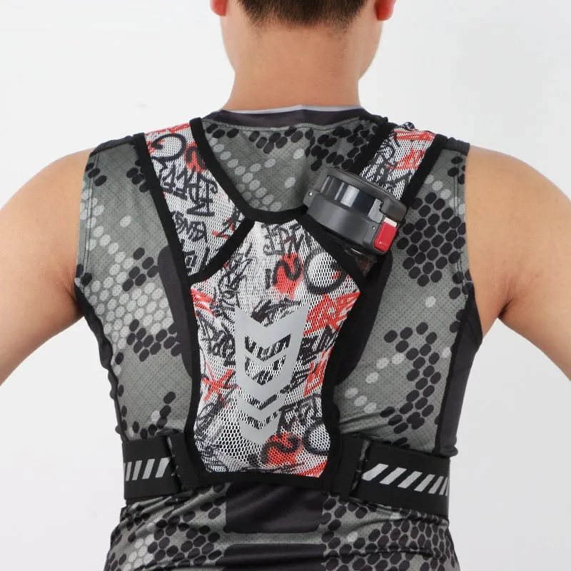 Breathable polyester chest bag in black, free size adjustable waist for outdoor sports and leisure travel