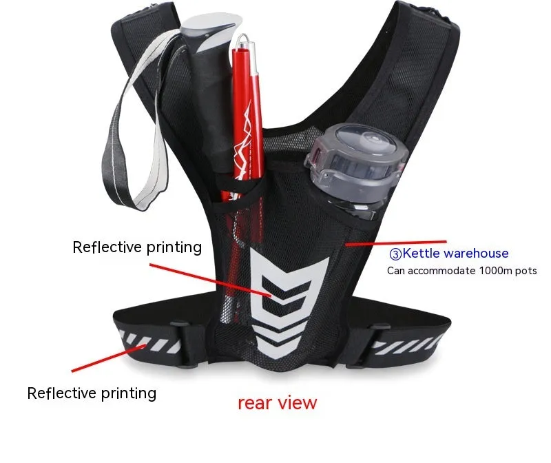 Breathable polyester chest bag in black, free size adjustable waist for outdoor sports and leisure travel