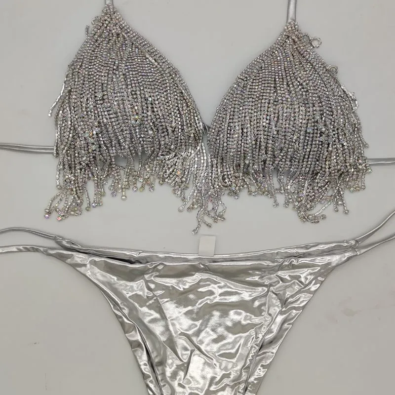 Gold diamond flowing swimsuit for women with nylon fabric and spandex lining