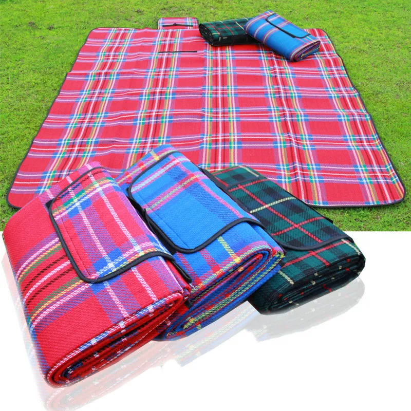 Blue picnic mat 150x200cm fine cashmere and waterproof three-layer composite for outdoor use