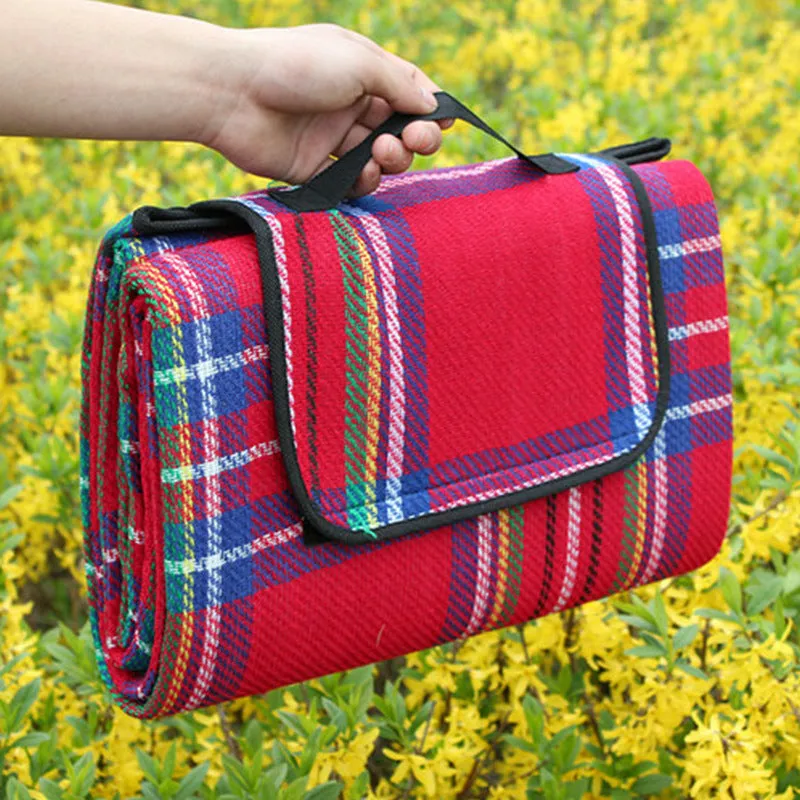 Blue picnic mat 150x200cm fine cashmere and waterproof three-layer composite for outdoor use
