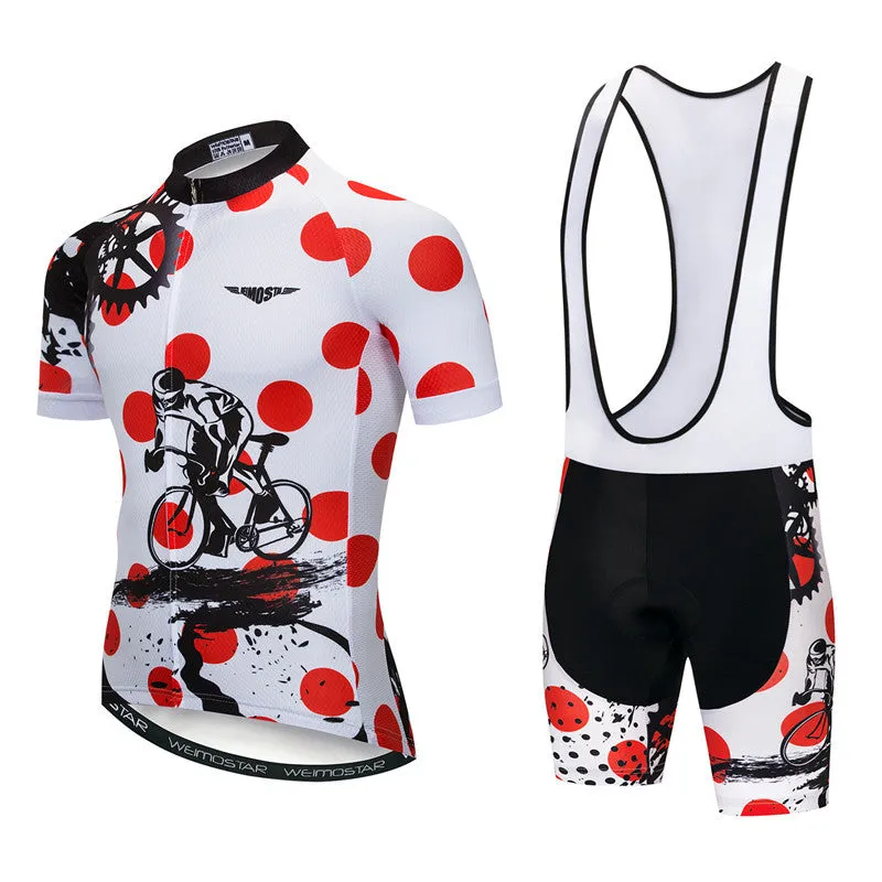 Pro cycling jersey set men's polyester short sleeve top and padded bike shorts multi-colour