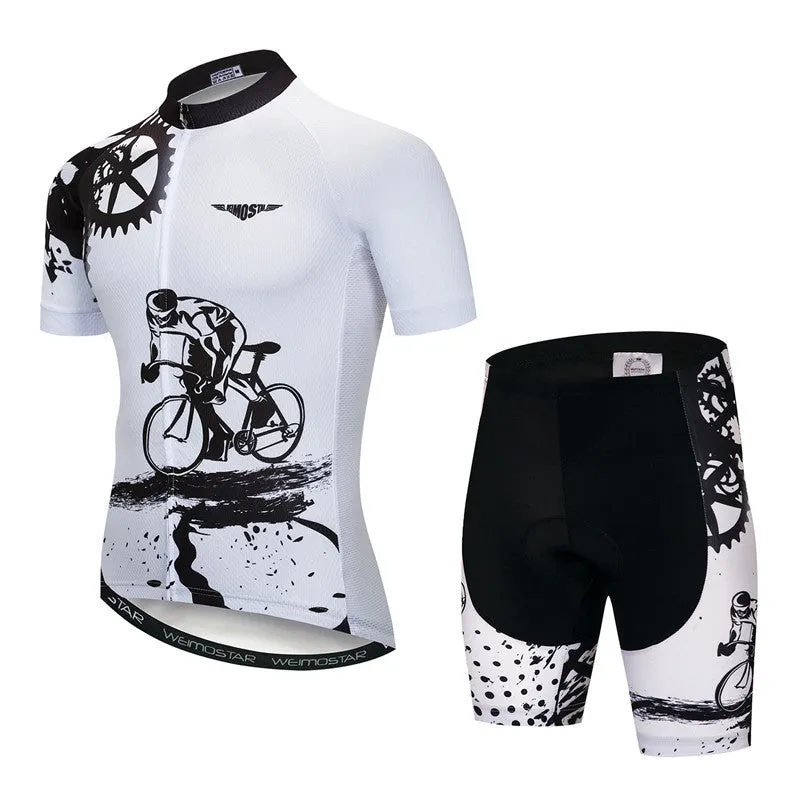 Pro cycling jersey set men's polyester short sleeve top and padded bike shorts multi-colour