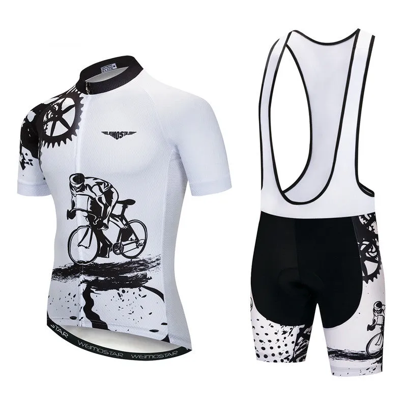 Pro cycling jersey set men's polyester short sleeve top and padded bike shorts multi-colour