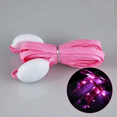 Nylon luminous shoelace glowing in dark on sneakers