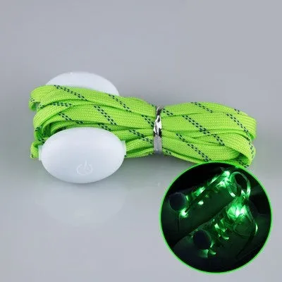 Nylon luminous shoelace glowing in dark on sneakers
